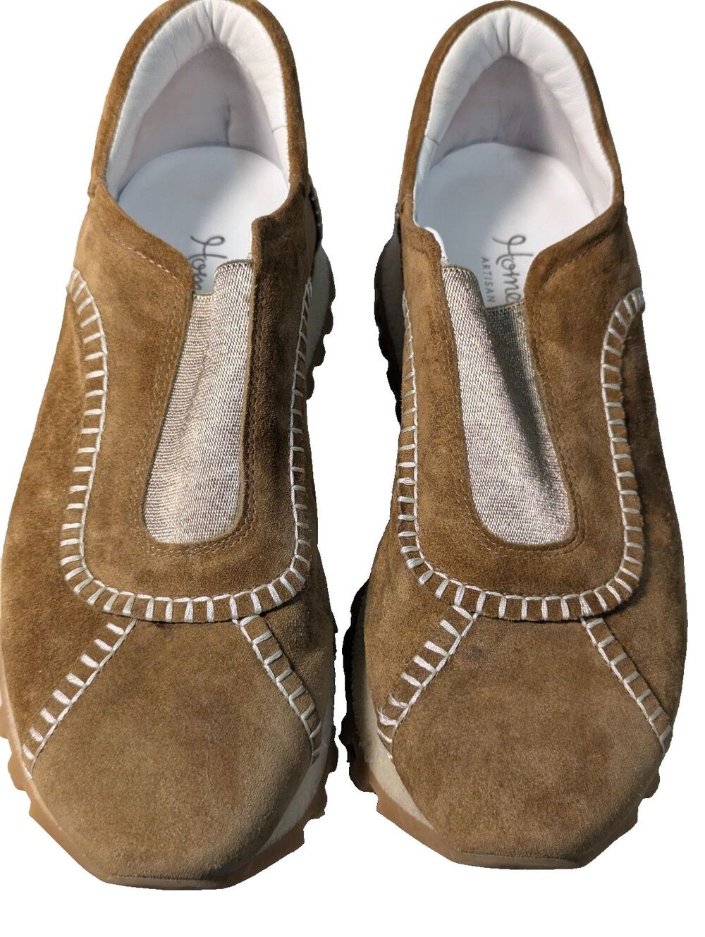 Homers Artisan Women's 39.5 EU 9 US Suede Slip On Platform Sneakers Tan Spain